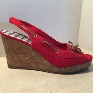 Dexter Red Canvas Wedge